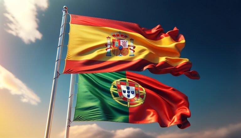 spain and portugal flags