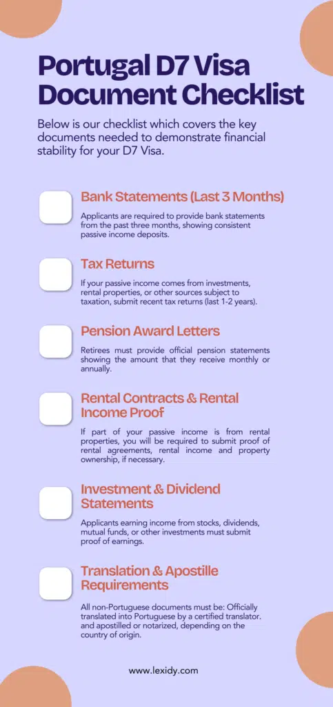 portugal d7 visa requirements
